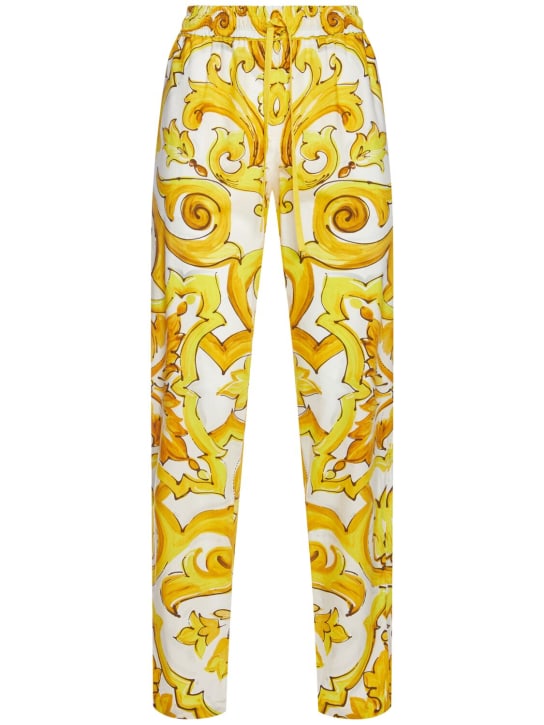Dolce&Gabbana: Printed elastic waist wide pants - Yellow/Multi - women_0 | Luisa Via Roma