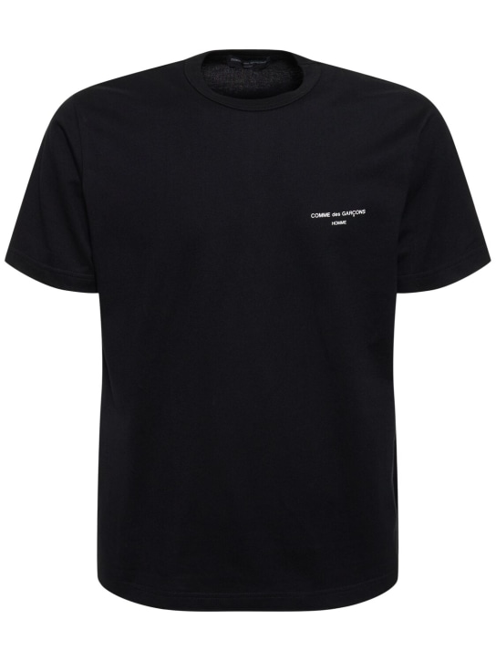 Comme des Garçons Homme: Camiseta de algodón estampado con logo - Negro - men_0 | Luisa Via Roma