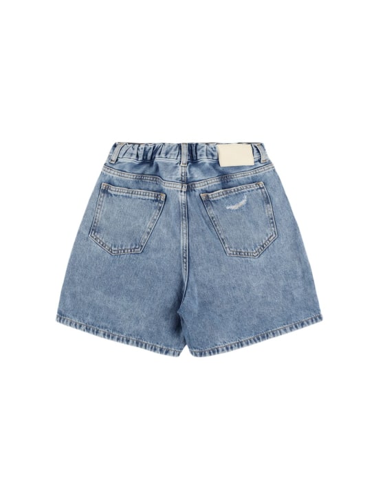 MM6 Maison Margiela: Cotton denim shorts - Blue - kids-girls_1 | Luisa Via Roma