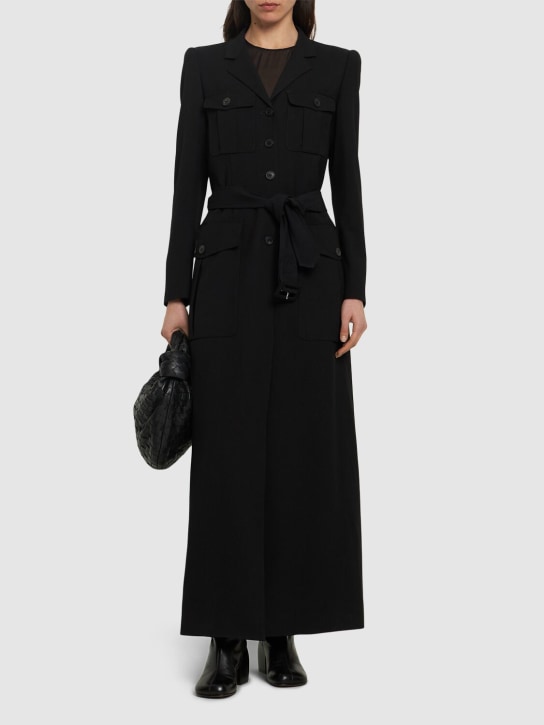 Dries Van Noten: Stretch viscose wool coat - Black - women_1 | Luisa Via Roma
