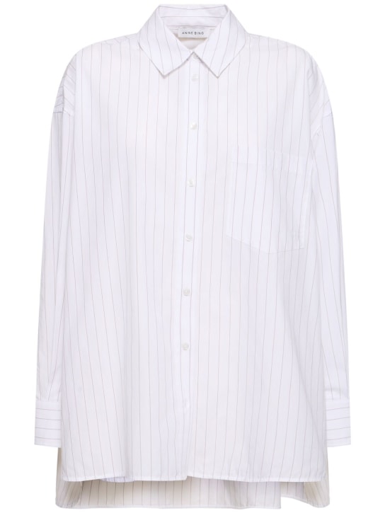 ANINE BING: Chrissy cotton poplin shirt - Beyaz - women_0 | Luisa Via Roma