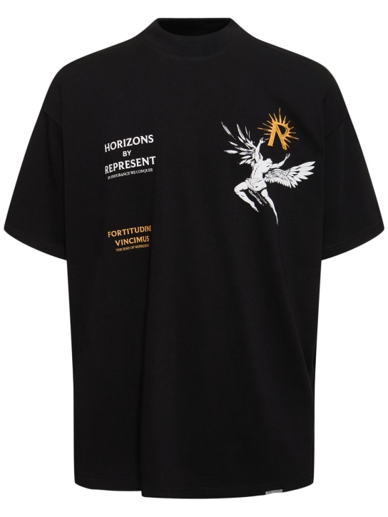 Represent: Camiseta de algodón - Jet Black - men_0 | Luisa Via Roma