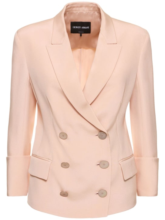 Giorgio Armani: Glittered silk double breast blazer - Pink - women_0 | Luisa Via Roma