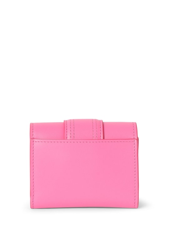 Jacquemus: Le Compact Bambino smooth leather wallet - Neon Pink - women_1 | Luisa Via Roma