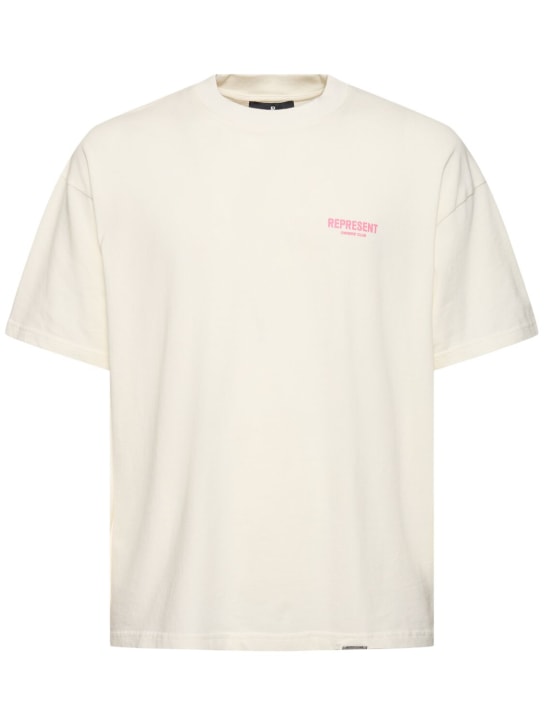Represent: T-Shirt aus Baumwolle mit Owners Club-Logo - White/Bubblegum - men_0 | Luisa Via Roma