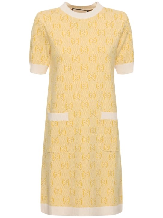 Gucci: Langes Kleid aus GG-Wolle - Gelb - women_0 | Luisa Via Roma