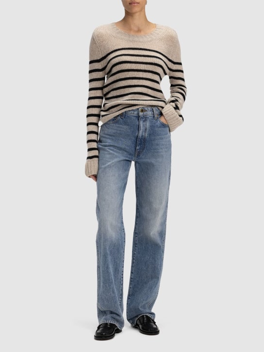 Khaite: Jeans rectos con talle alto - Azul - women_1 | Luisa Via Roma