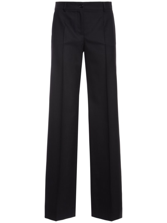 Dolce&Gabbana: Wool stretch wide leg pants - Black - women_0 | Luisa Via Roma