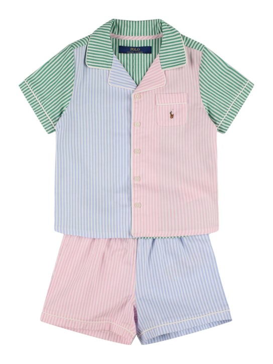Ralph Lauren: Striped cotton shirt & shorts - Multicolor - kids-boys_0 | Luisa Via Roma