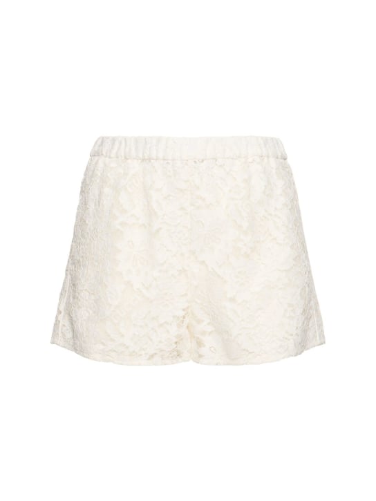 Gucci: Floral cotton blend lace shorts - Off White - women_0 | Luisa Via Roma