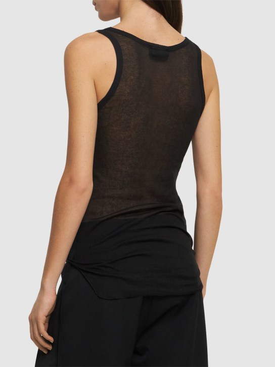 Ann Demeulemeester: Mara ribbed cotton tank top - Black - women_2 | Luisa Via Roma