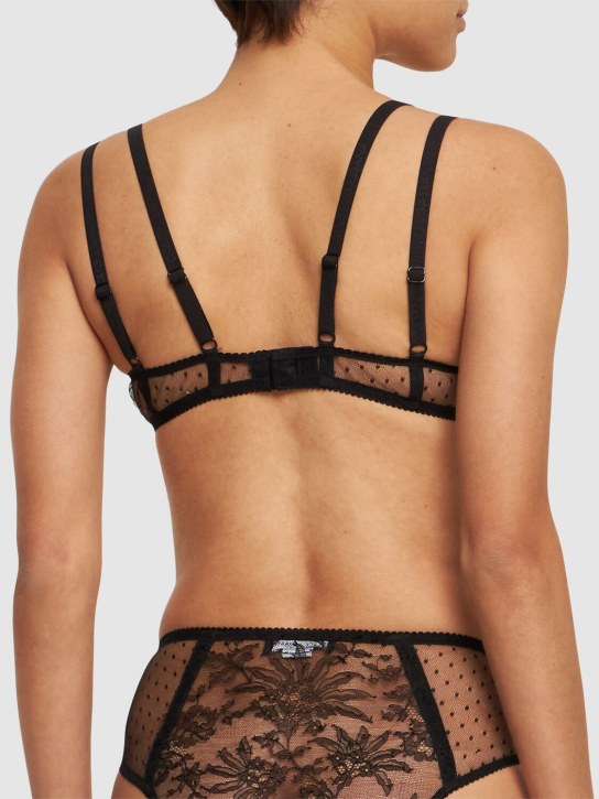Dolce&Gabbana: Tulle plumetis & lace balconette bra - Black - women_2 | Luisa Via Roma