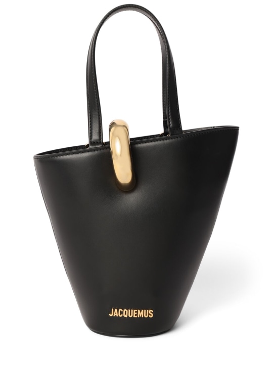 Jacquemus: Le Petit Bambola leather top handle bag - Black - women_0 | Luisa Via Roma
