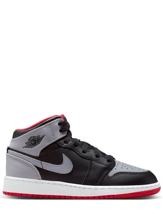 Nike: Air Jordan 1 Mid sneakers - Black/Grey/Red - kids-girls_0 | Luisa Via Roma