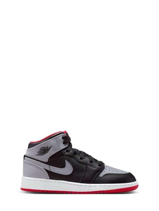 Nike: Air Jordan 1 Mid sneakers - Black/Grey/Red - kids-boys_0 | Luisa Via Roma