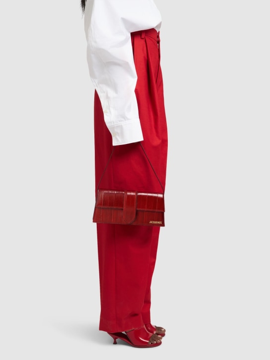Jacquemus: Le Bambino Long leather bag - Dark Red - women_1 | Luisa Via Roma