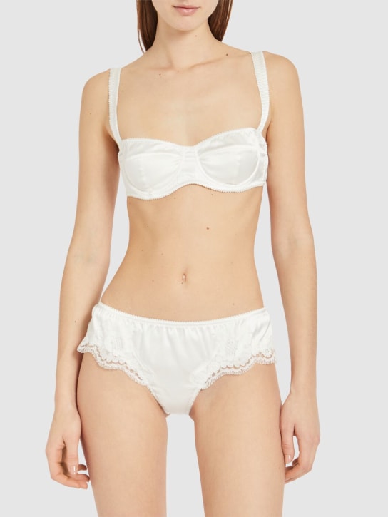 Dolce&Gabbana: Soutien-gorge à armature en satin de soie stretch - Blanc - women_1 | Luisa Via Roma