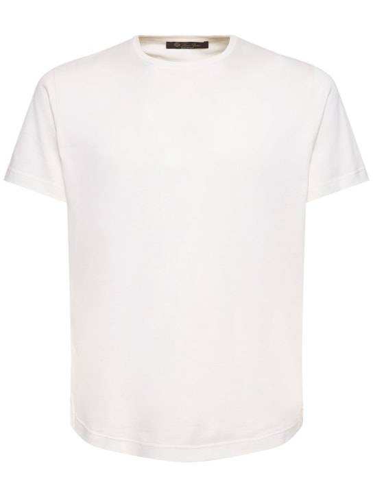 Loro Piana: T-shirt in jersey di seta e cotone - Bianco - men_0 | Luisa Via Roma