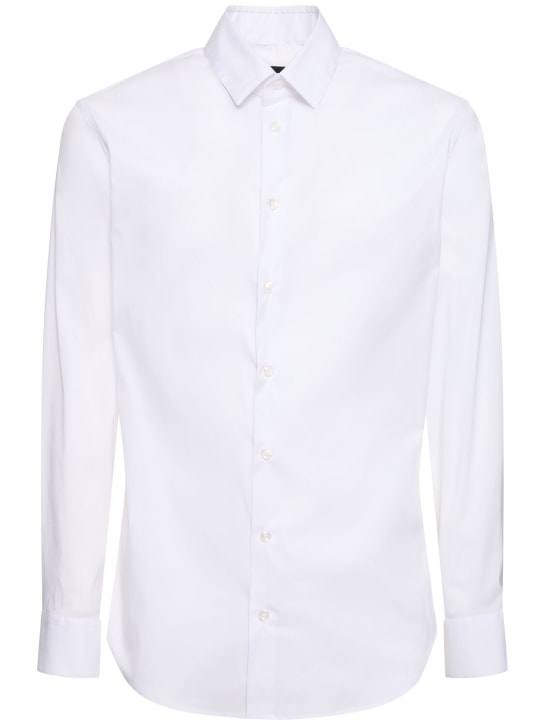 Giorgio Armani: Camicia in cotone stretch - Brillant White - men_0 | Luisa Via Roma