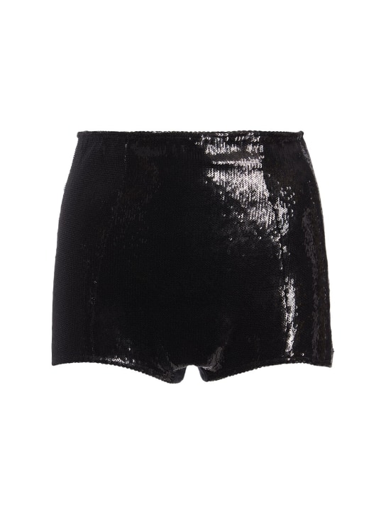 Dolce&Gabbana: Shorts vita alta con paillettes - Nero - women_0 | Luisa Via Roma
