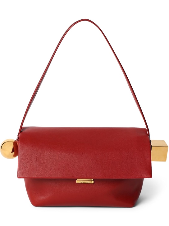 Jacquemus: Le Rond Carre leather shoulder bag - Dark Red - women_0 | Luisa Via Roma