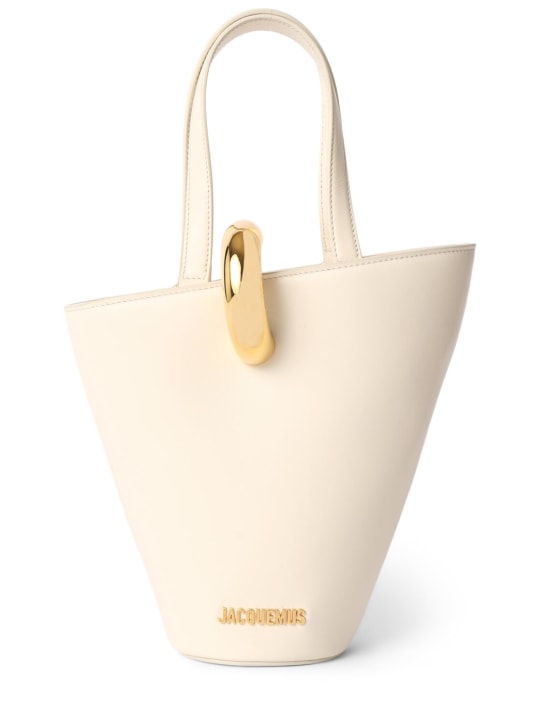 Jacquemus: Le Petit Bambola leather top handle bag - Light Ivory - women_0 | Luisa Via Roma