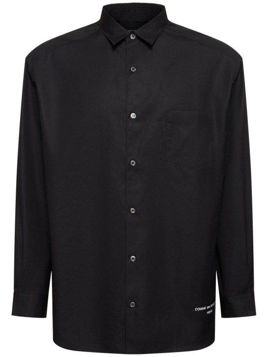 Comme des Garçons Homme: Cotton logo shirt - Black - men_0 | Luisa Via Roma