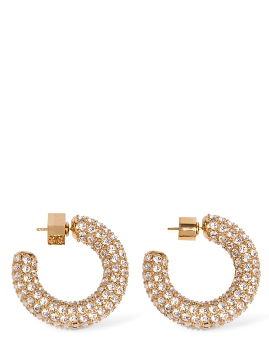 Jacquemus: Les Creoles strass hoop earrings - Light Gold - women_0 | Luisa Via Roma
