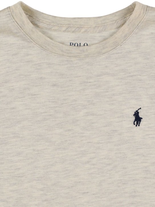 Ralph Lauren: T-Shirt und Shorts aus Baumwolljersey mit Logo - Wollweiß - kids-boys_1 | Luisa Via Roma