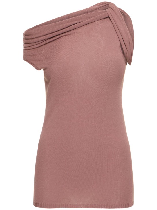 Rick Owens: 扭曲设计平纹针织无袖上衣 - 沙尘粉色 - women_0 | Luisa Via Roma