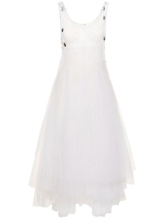 Noir Kei Ninomiya: Nylon tulle & cotton mini dress - Beyaz - women_0 | Luisa Via Roma