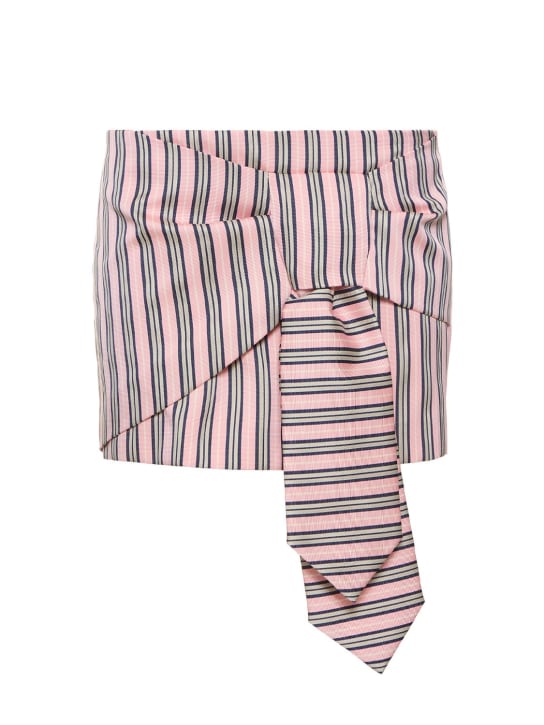 Dsquared2: 条纹提花打结迷你短裙 - 粉色/多色 - women_0 | Luisa Via Roma
