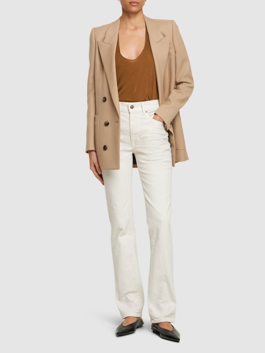Tom Ford: Denim & twill midrise straight jeans - White - women_1 | Luisa Via Roma