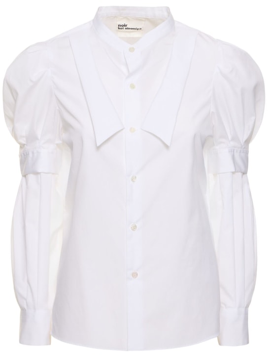 Noir Kei Ninomiya: Broad double collar cotton shirt - White - women_0 | Luisa Via Roma