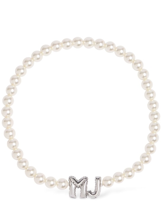 Marc Jacobs: Collar de perlas sintéticas - Blanco/Plata - women_0 | Luisa Via Roma
