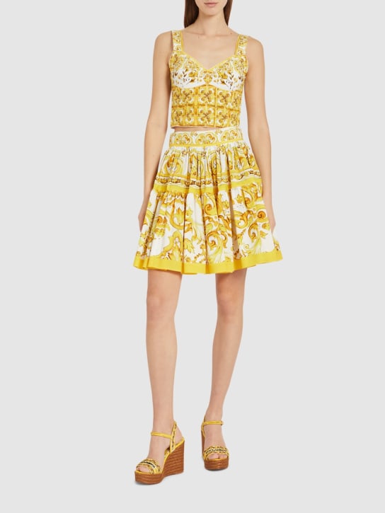 Dolce&Gabbana: Maiolica printed cropped top - Yellow/Multi - women_1 | Luisa Via Roma