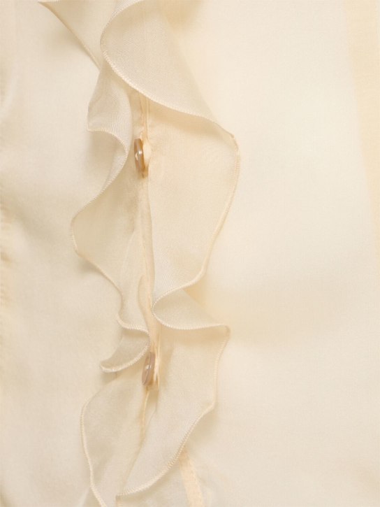 Blumarine: 褶饰雪纺衬衫 - 浅米黄色 - women_1 | Luisa Via Roma
