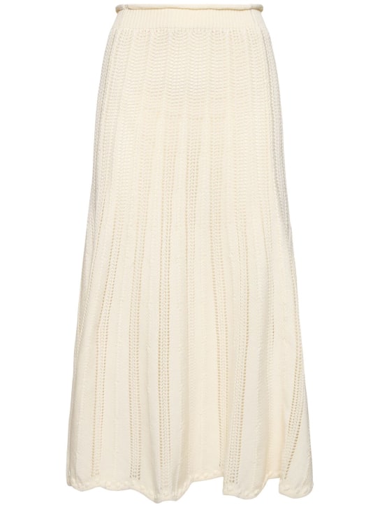 Forte_forte: Mercerized cotton crochet long skirt - White - women_0 | Luisa Via Roma