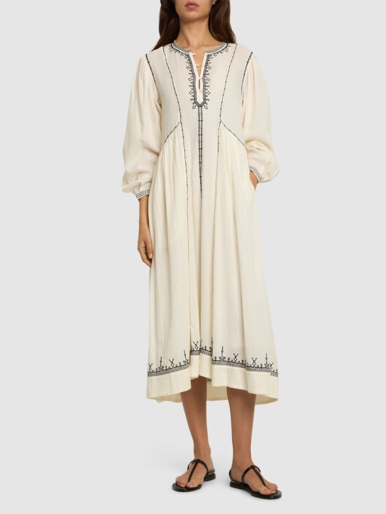 Marant Etoile: Vestido caftán de algodón bordado - Ecrú - women_1 | Luisa Via Roma