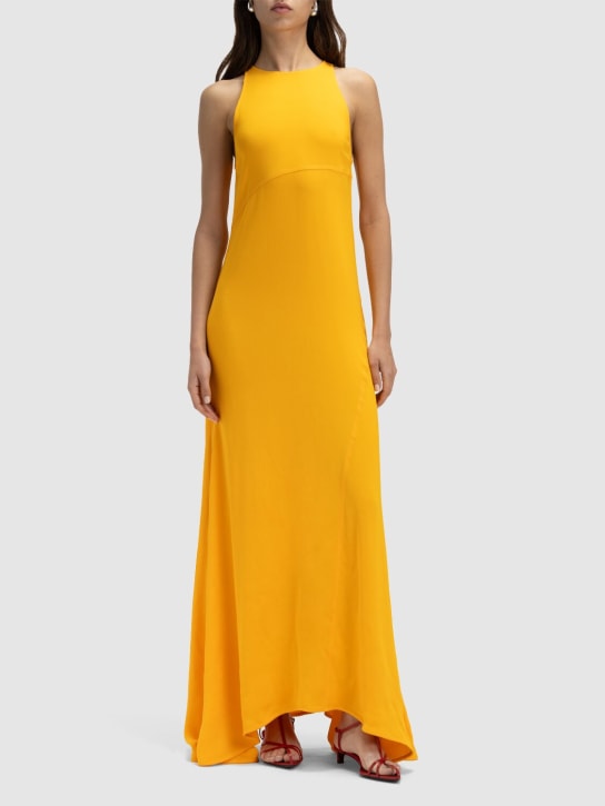 Jil Sander: Ausgestelltes, langes Kleid aus Viskosemischcady - Orange - women_1 | Luisa Via Roma