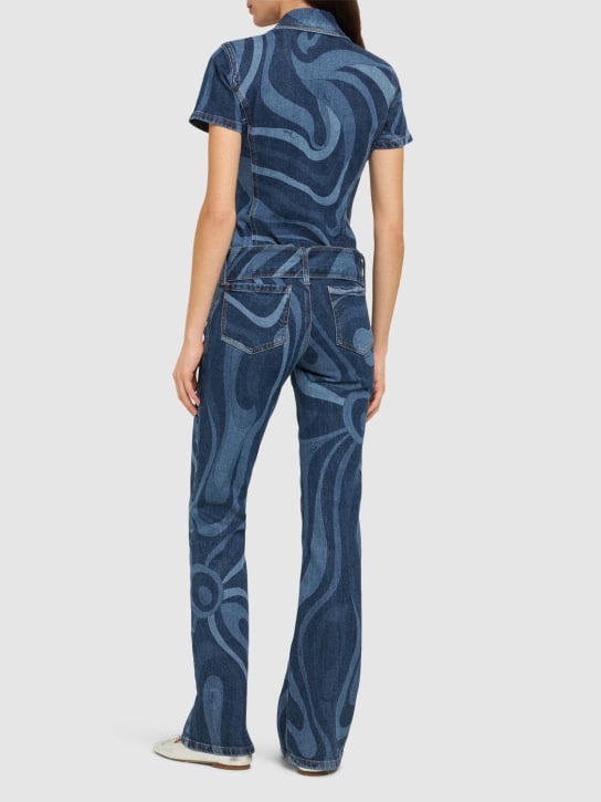 Pucci: 印花牛仔长款连身裤 - 蓝色/多色 - women_2 | Luisa Via Roma