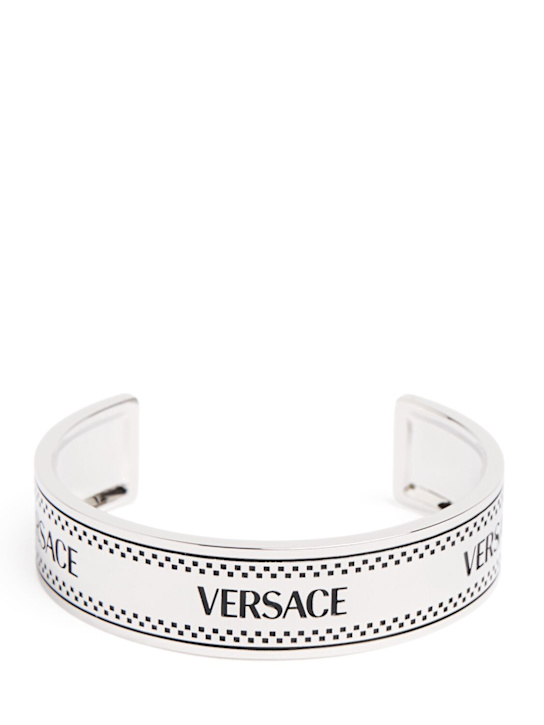 Versace: Metal logo cuff bracelet - men_0 | Luisa Via Roma