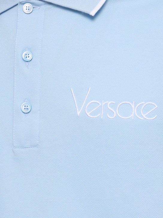 Versace: Logo cotton piquet polo - men_3 | Luisa Via Roma