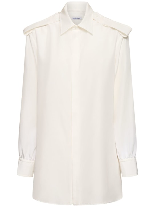 Burberry: Camisa de seda con doble puño - Blanco - women_0 | Luisa Via Roma