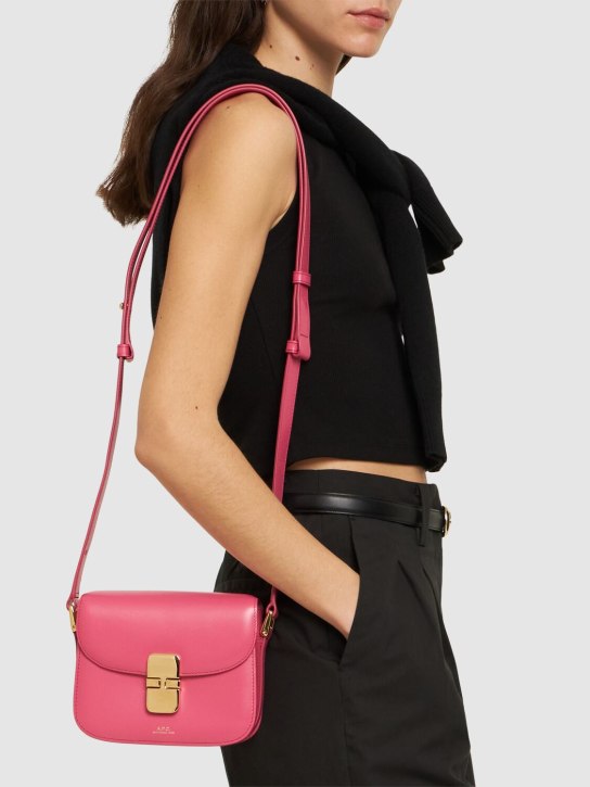 A.P.C.: Mini Grace leather shoulder bag - Fuchsia - women_1 | Luisa Via Roma