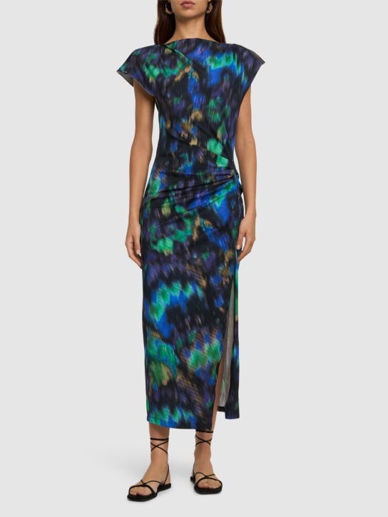 Marant Etoile: Robe longue en coton imprimé Nadela - Bleu/Vert - women_1 | Luisa Via Roma