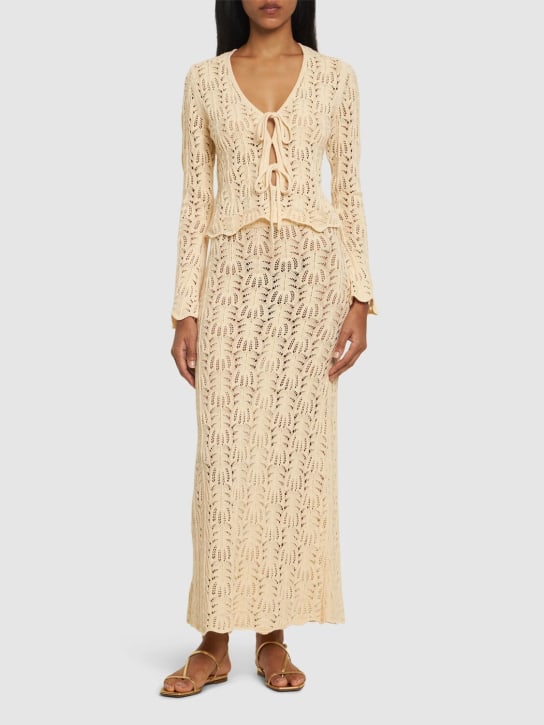 The Garment: Egypt crochet cotton linen long skirt - Bone - women_1 | Luisa Via Roma
