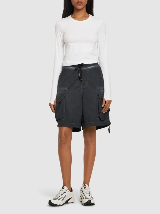 A Paper Kid: Shorts cargo de nylon - Negro - women_1 | Luisa Via Roma