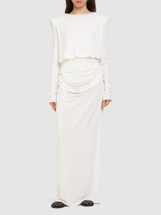 Magda Butrym: Draped stretch jersey skirt - White - women_1 | Luisa Via Roma
