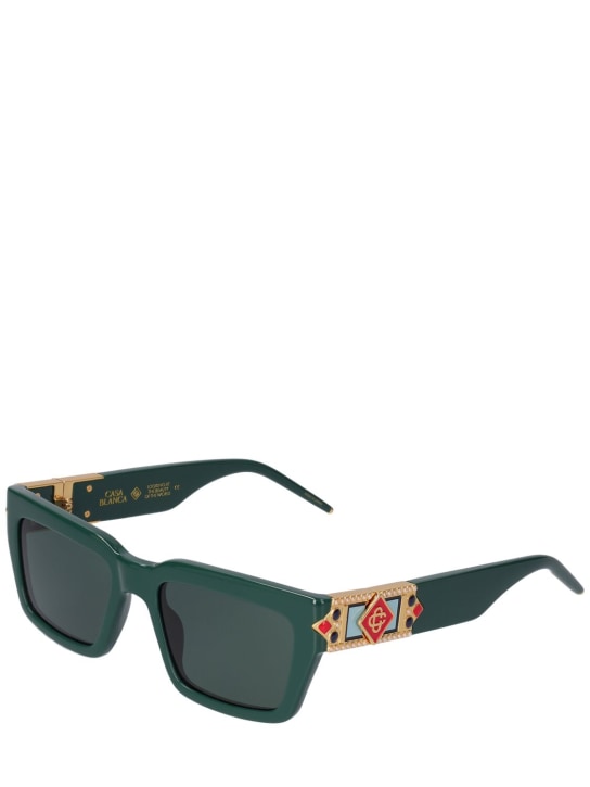Casablanca: Monogram plaque squared sunglasses - Green/Grey - women_1 | Luisa Via Roma